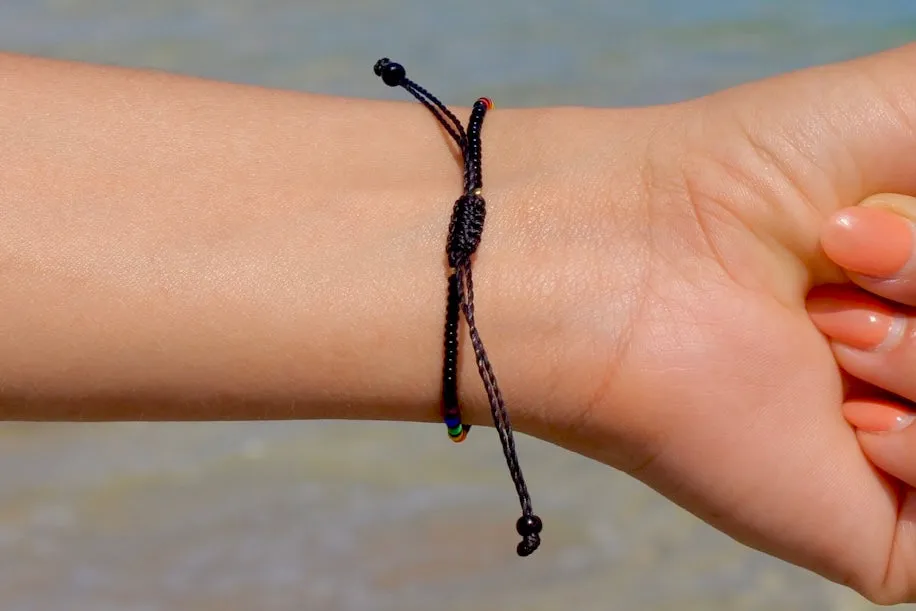 Aztec Black Single Strand Adjustable Bracelet