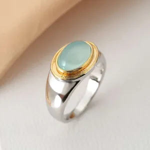 Bague en Or Vintage avec Pierre de Lune Verte