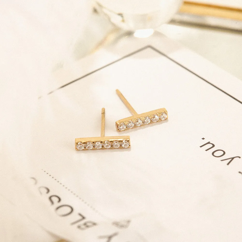 BAR CZ STUD EARRINGS