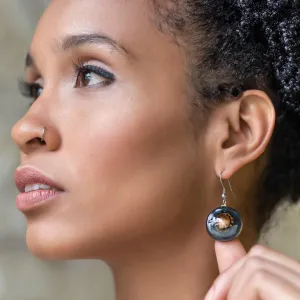 Basic Round Black Glass Earrings | Handcrafted from Argentina
