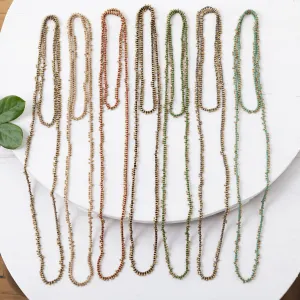 Beaded Color Pop Rope Necklace - BBN044-dark green