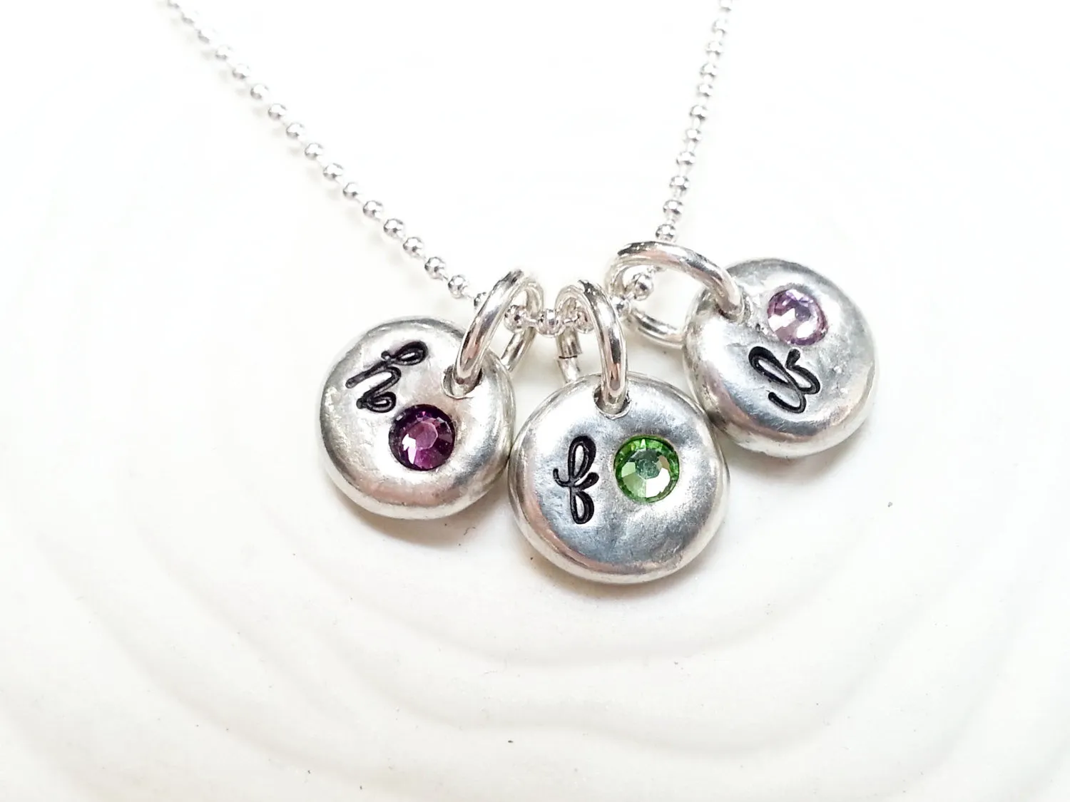 Birthstone Trio Necklace | Our Exclusive Mini Modern Initials