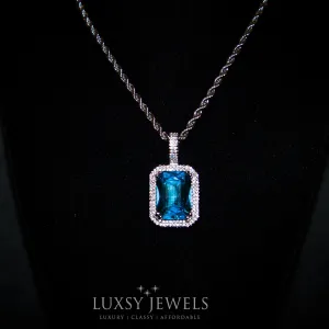 Blue Sapphire Pendant Chain - 18K White Gold