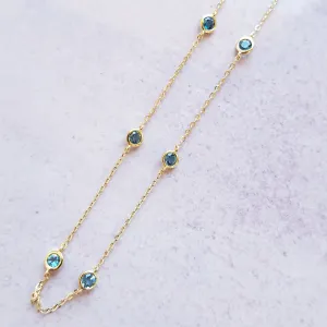 Blue Topaz Station Necklace