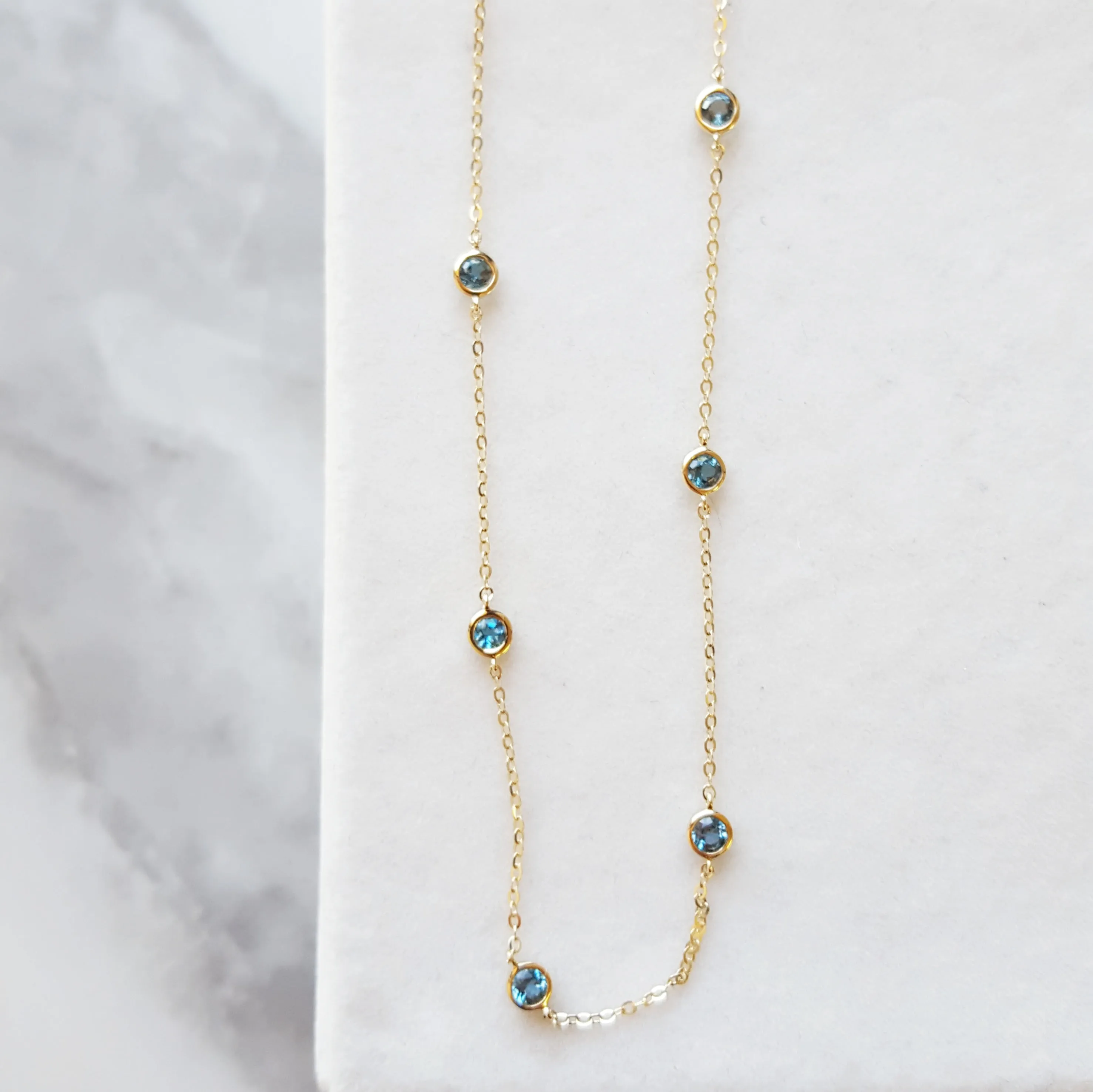 Blue Topaz Station Necklace