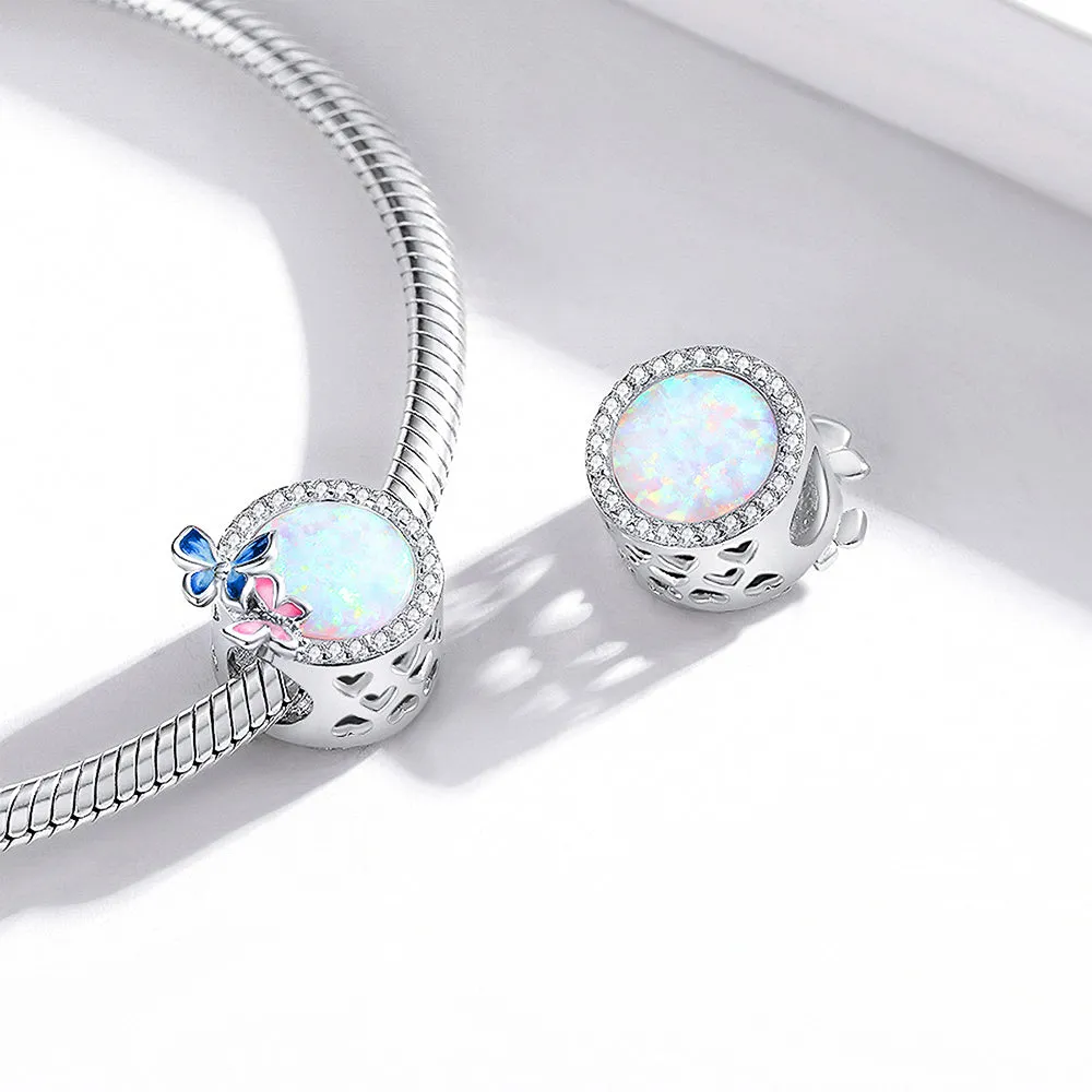 Boxed Solid 925 Signature Silver Twin Butterfly Ring and Charm Set