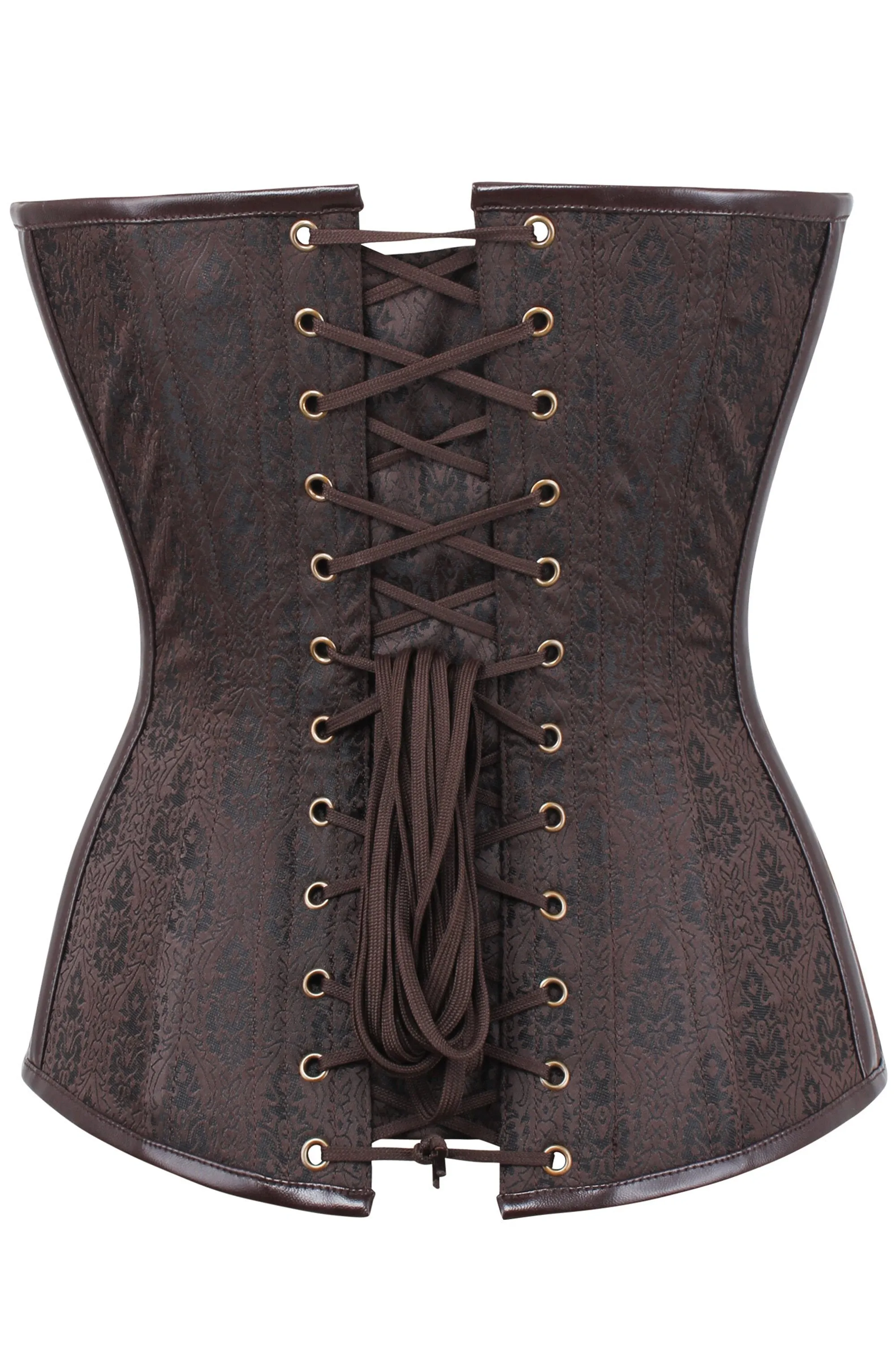 BROWN WAIST TAMING STEAMPUNK CORSET WITH CHAINS