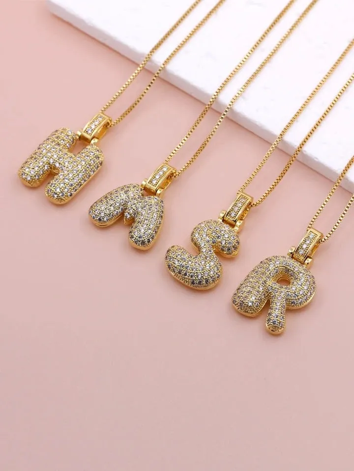 Bubble Initial Charm Necklace