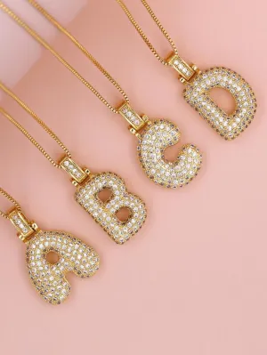 Bubble Initial Charm Necklace