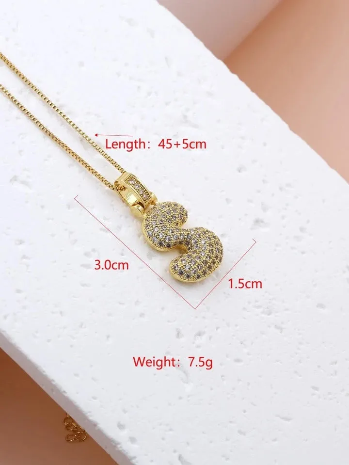 Bubble Initial Charm Necklace