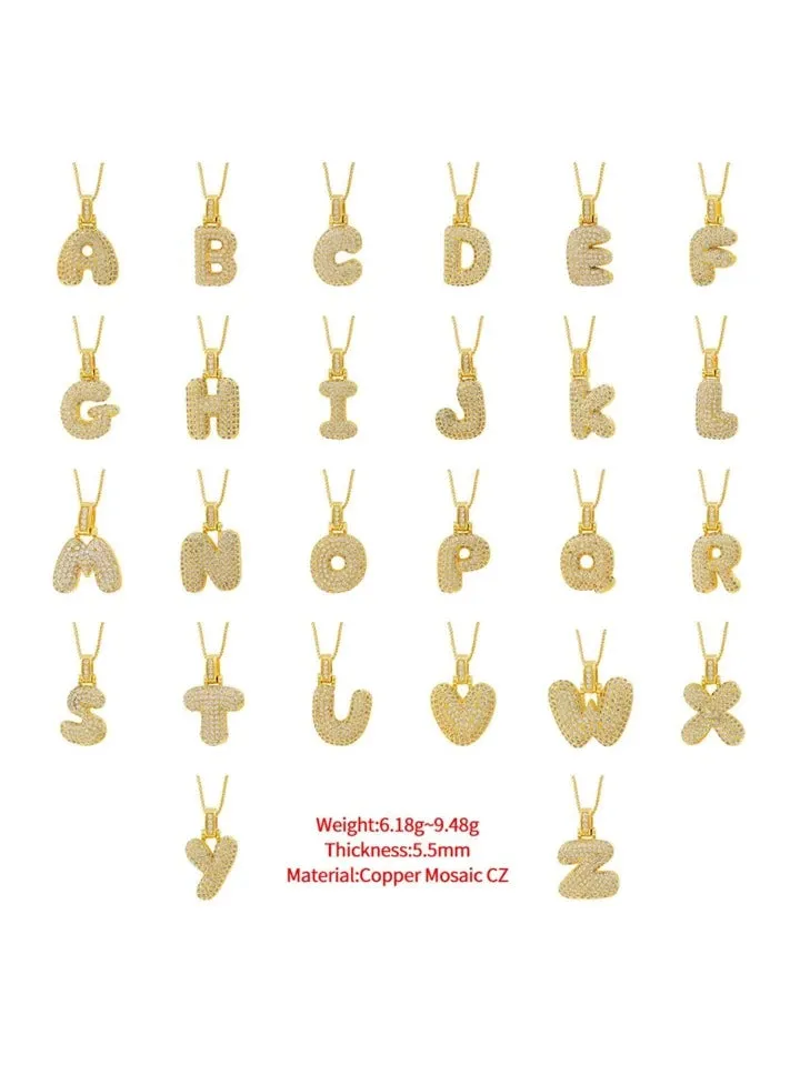 Bubble Initial Charm Necklace