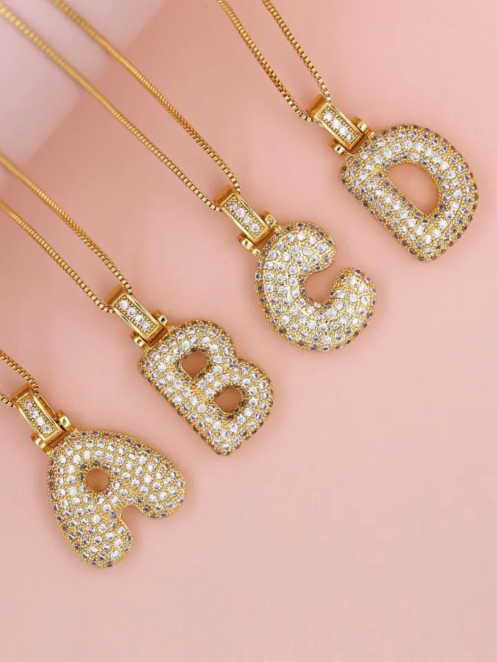 Bubble Initial Charm Necklace