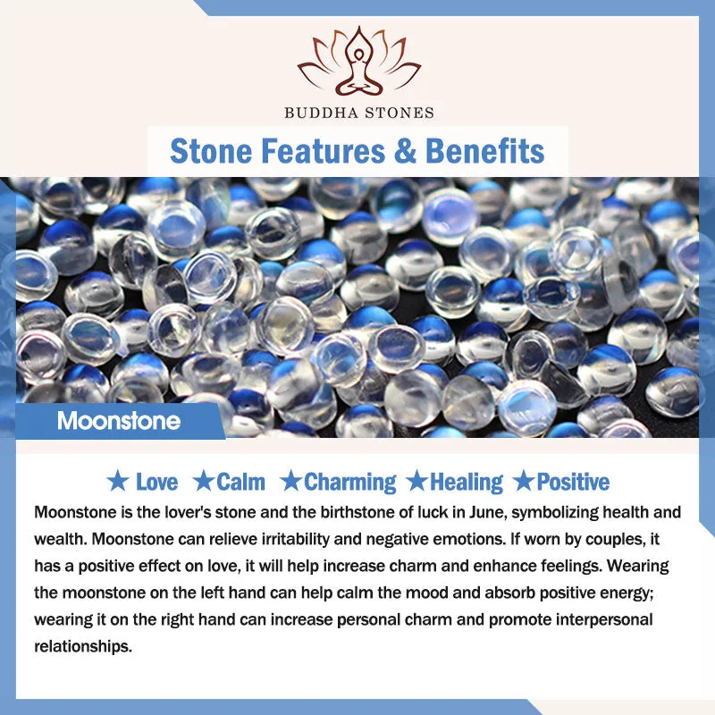 Buddha Stones Moonstone Calm Healing Positive Bracelet