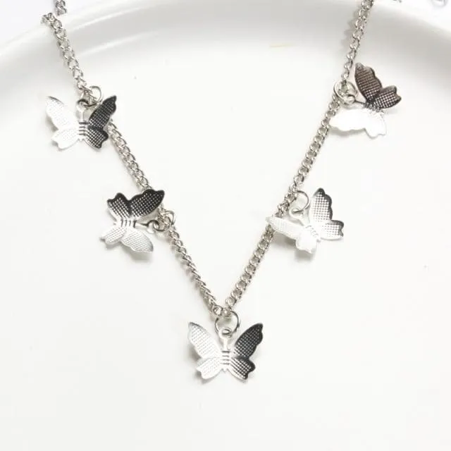 BUTTERFLY PENDANT DANGLE CHAIN NECKLACE
