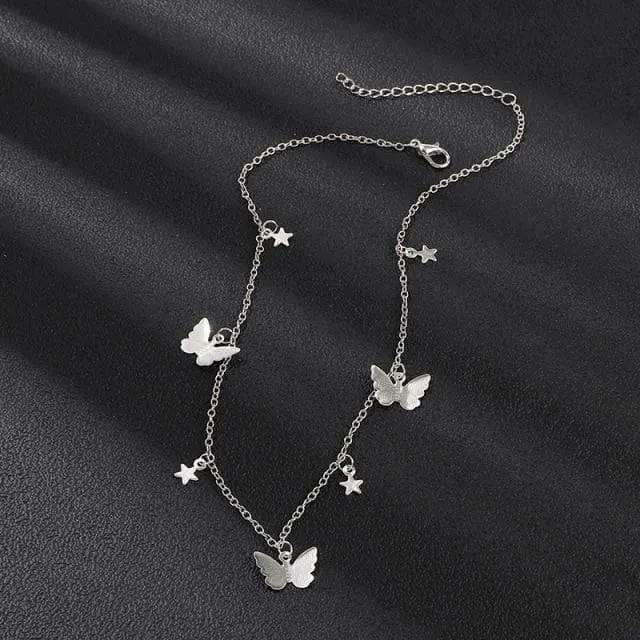 BUTTERFLY PENDANT DANGLE CHAIN NECKLACE