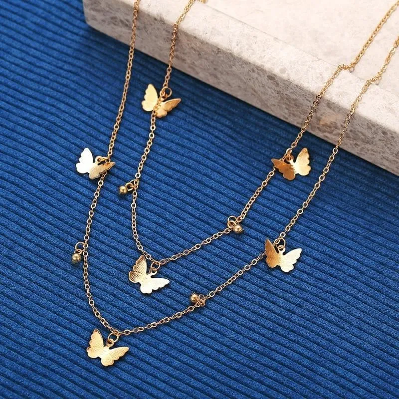 BUTTERFLY PENDANT DANGLE CHAIN NECKLACE