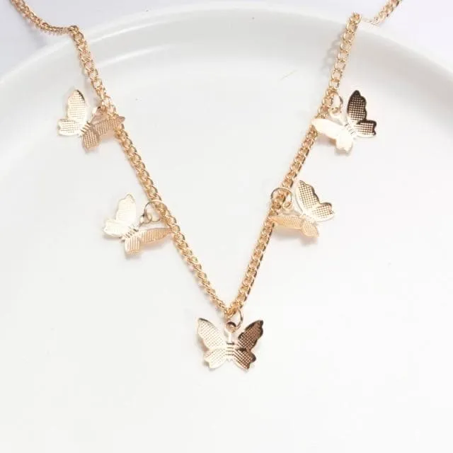 BUTTERFLY PENDANT DANGLE CHAIN NECKLACE