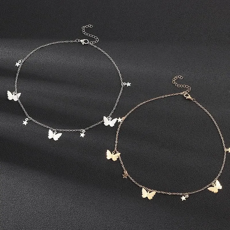 BUTTERFLY PENDANT DANGLE CHAIN NECKLACE
