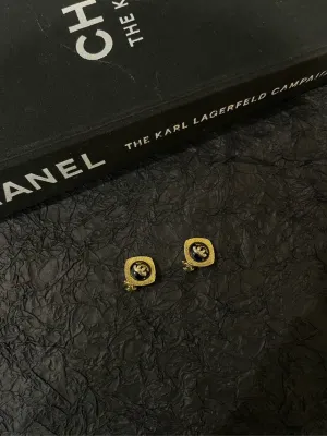 Chanel Black Gold Ear Clips Earrings