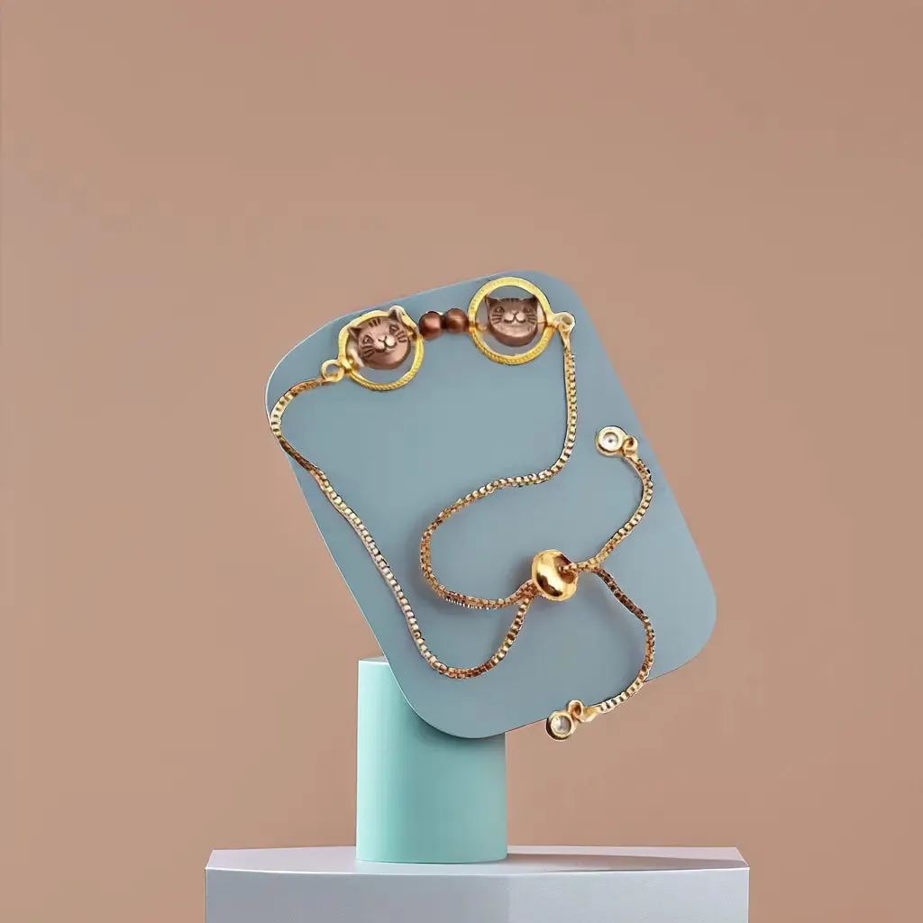 Charming Kitty Adjustable Gold-Plated Bracelet