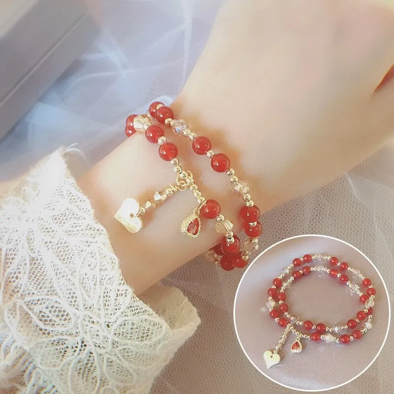 Charming Natural Stone Charm Beaded Wrap Bracelets