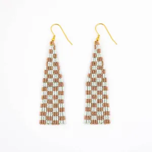 Checkerboard Fringe Earrings - Seafoam Sand