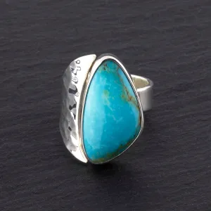 Chunky Hammered Silver Turquoise Ring