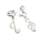 Clip On Earrings Rhinestone Crystal Musical Note Drops
