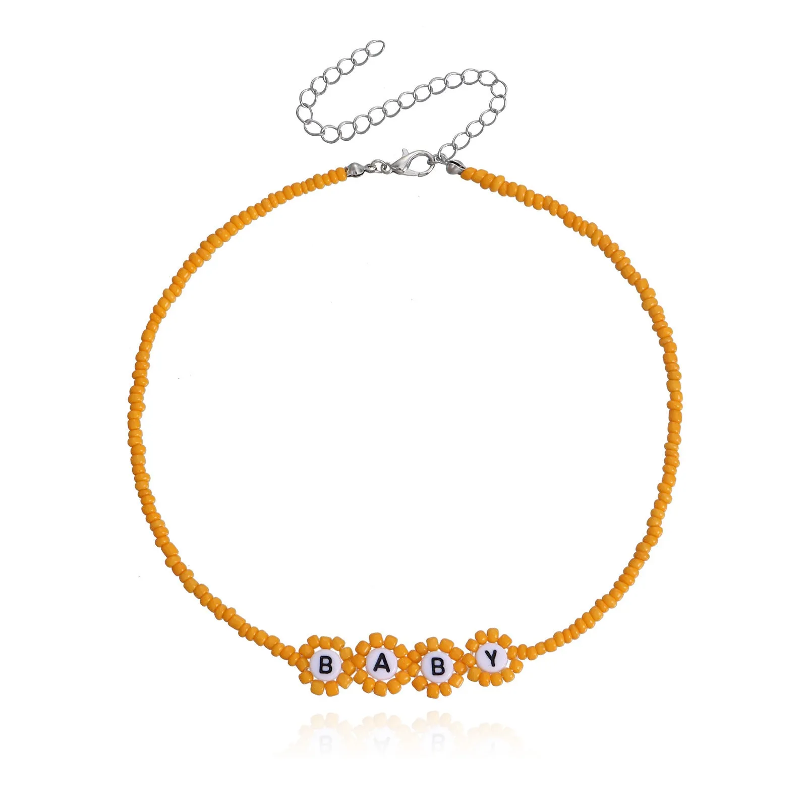Colorful Rice Beads Letter LOVE Flower Necklace Women