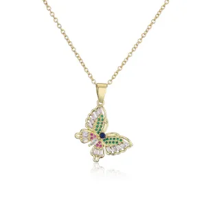 Colorful Zircon Butterfly Necklace Gift for Her