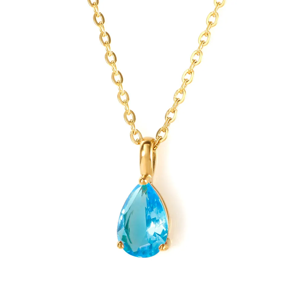 Colorful Zircon Charm Stainless Steel Necklaces