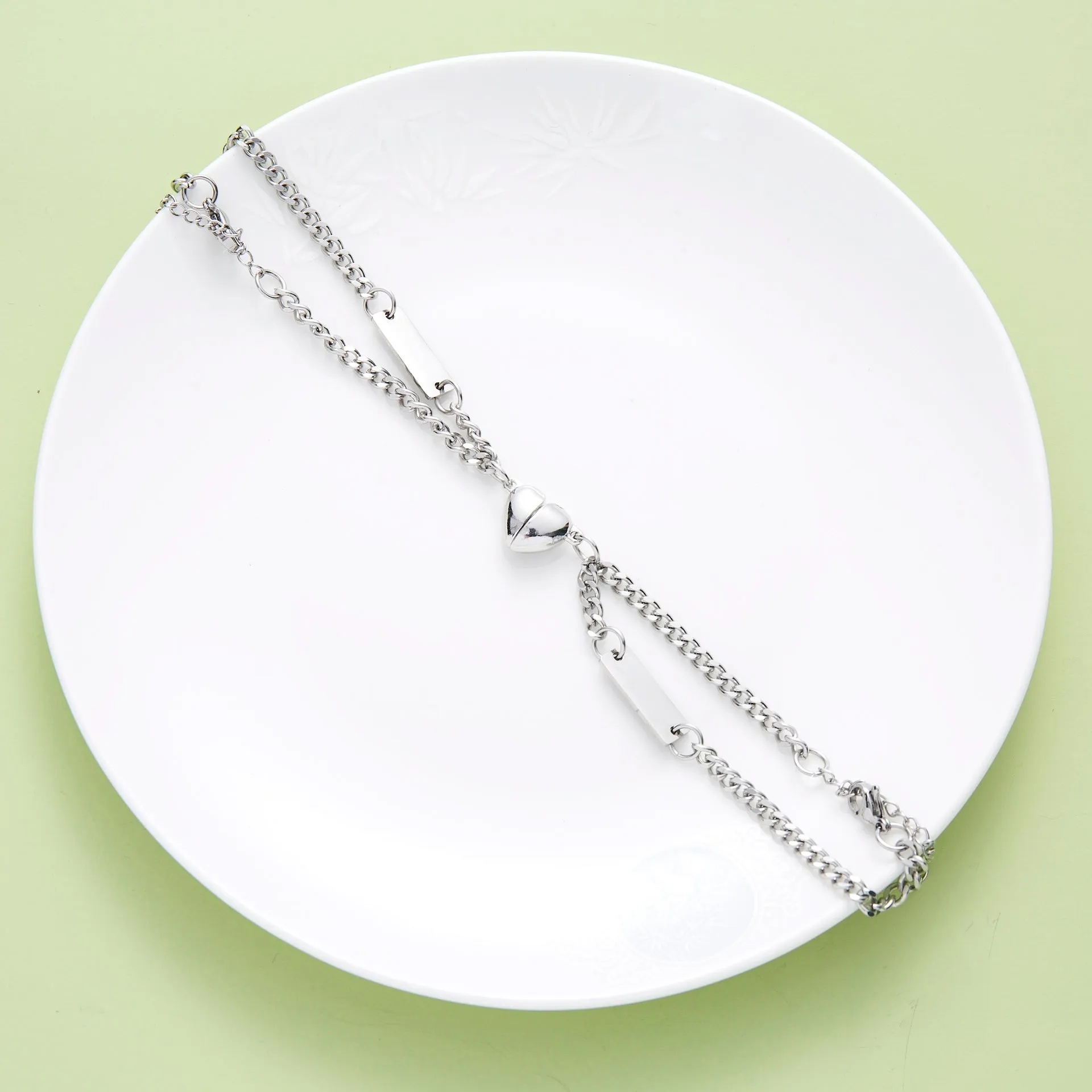 Connecting Heart Stainless Steel Matching Bracelets