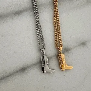 Cowgirl Boot Necklace- SILVER