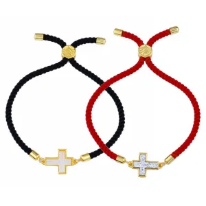 Cross Charm Cord Bracelets - Couples Bracelets