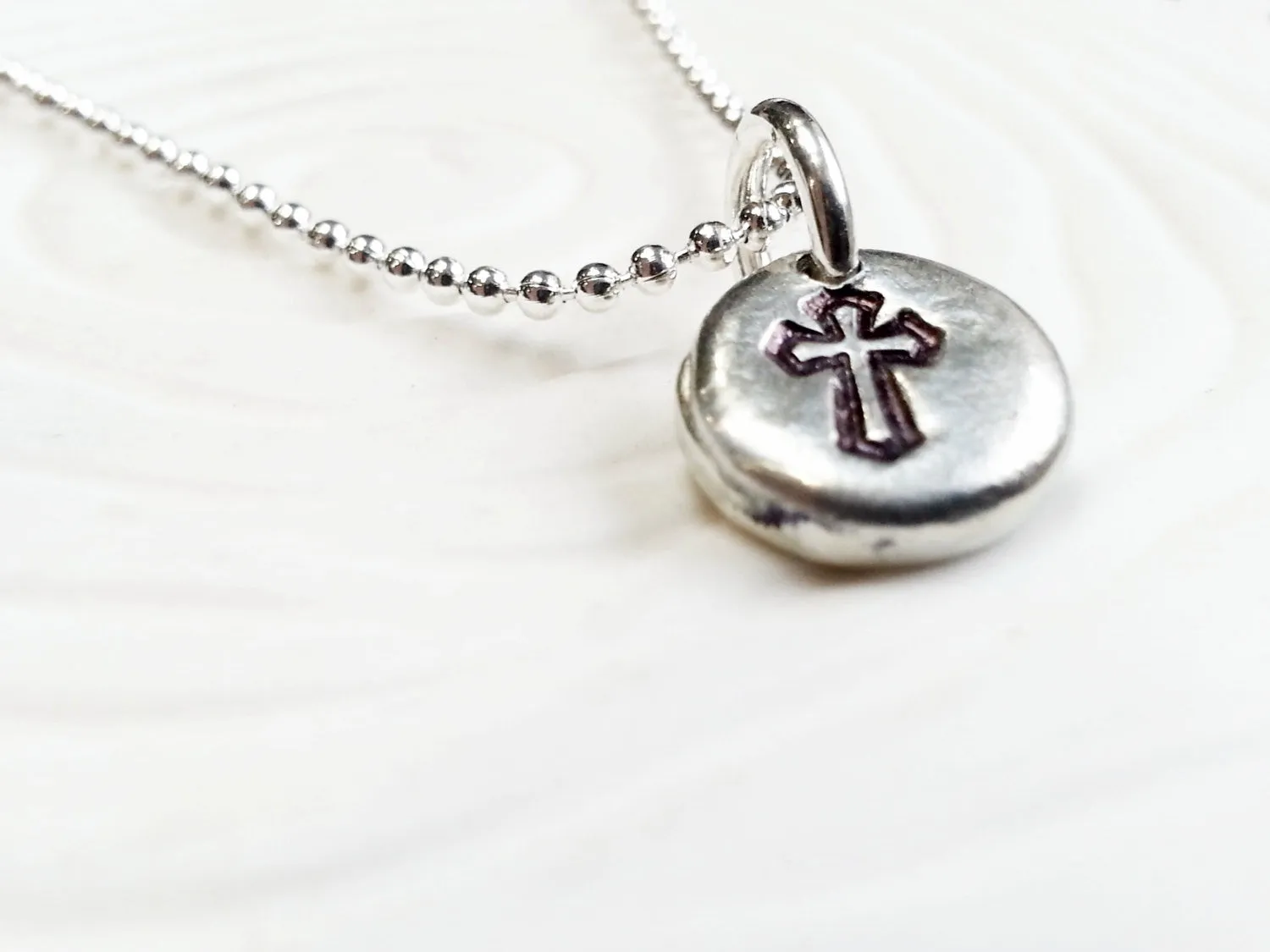 Cross Necklace | Crucifix Jewelry | Pebble Necklace