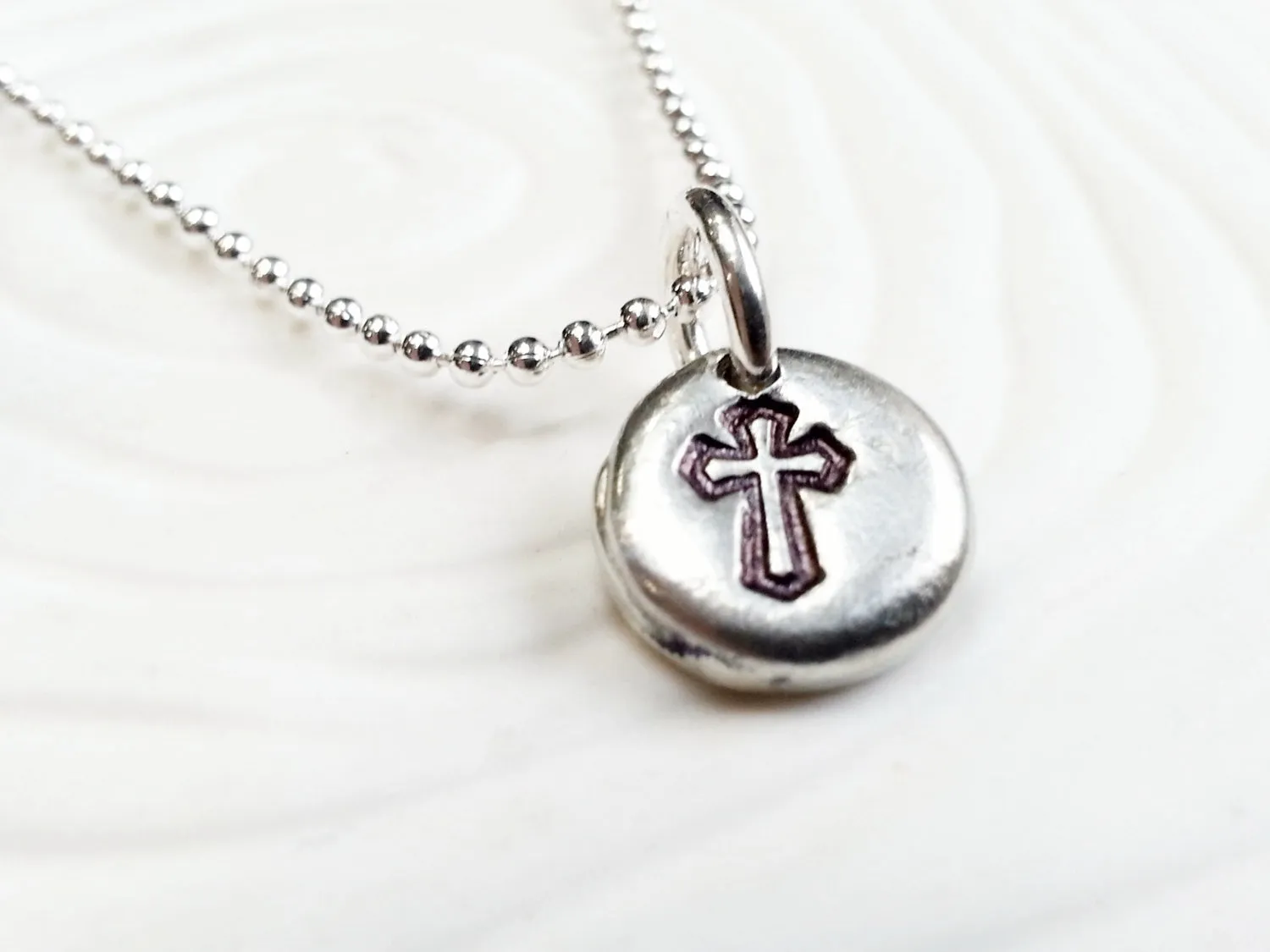 Cross Necklace | Crucifix Jewelry | Pebble Necklace