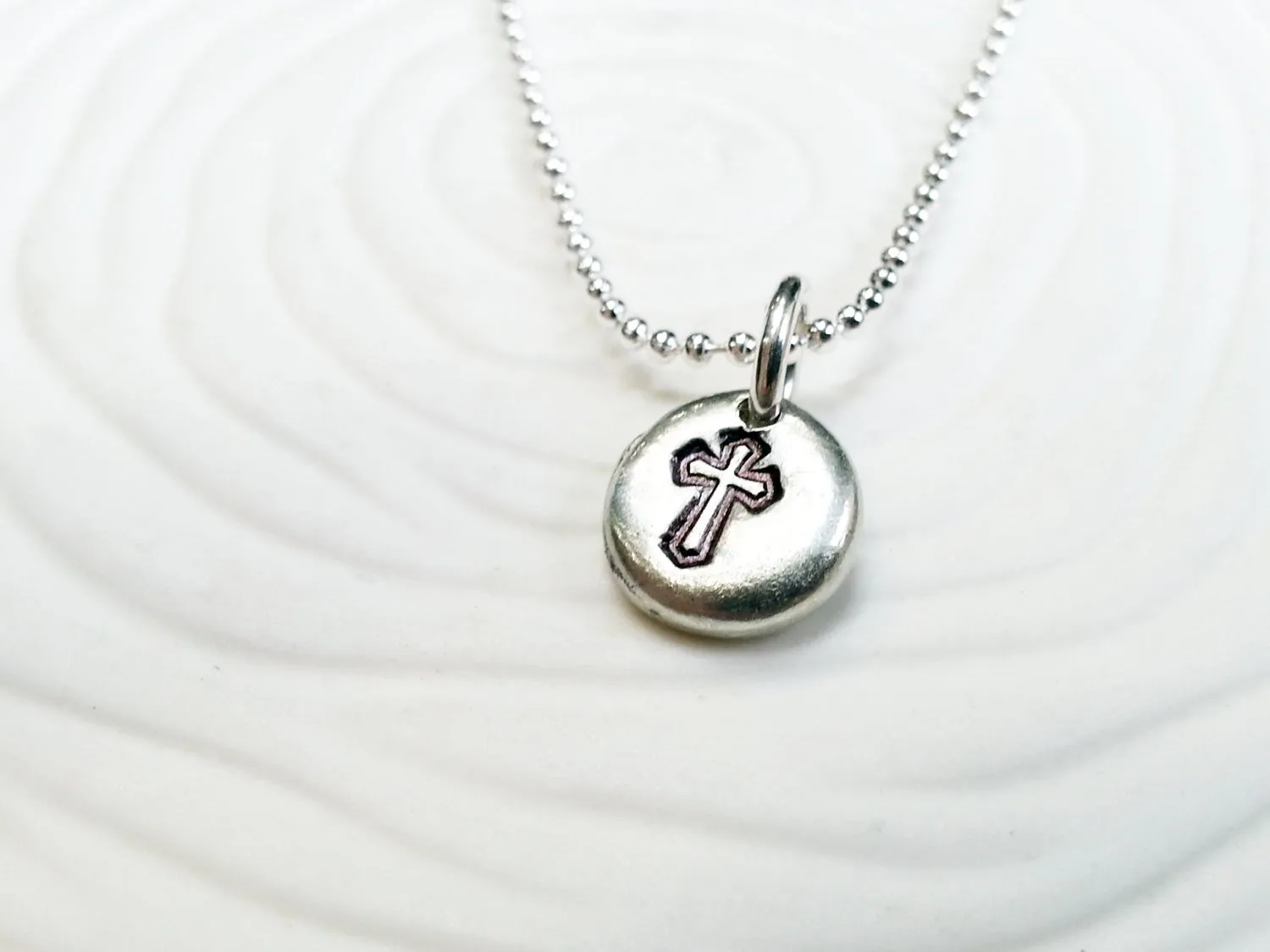 Cross Necklace | Crucifix Jewelry | Pebble Necklace