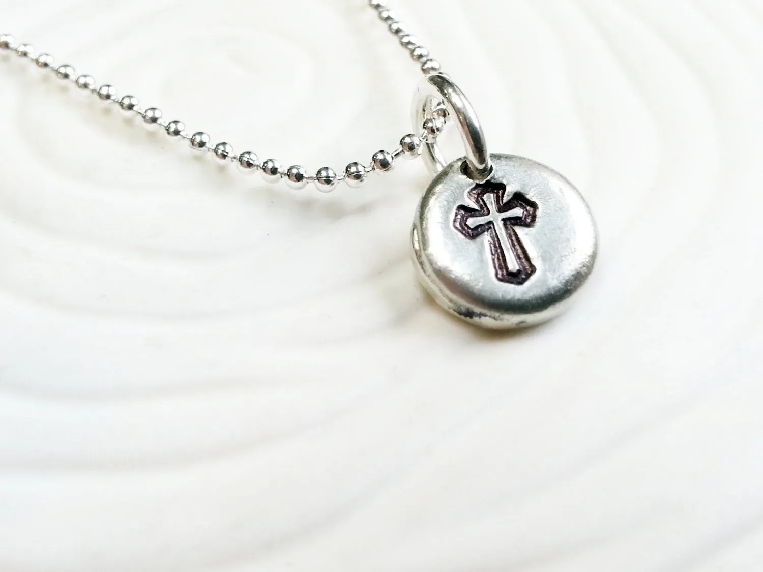 Cross Necklace | Crucifix Jewelry | Pebble Necklace