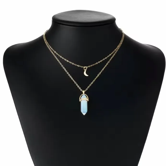 Crystal Moon Gold Layered Necklace