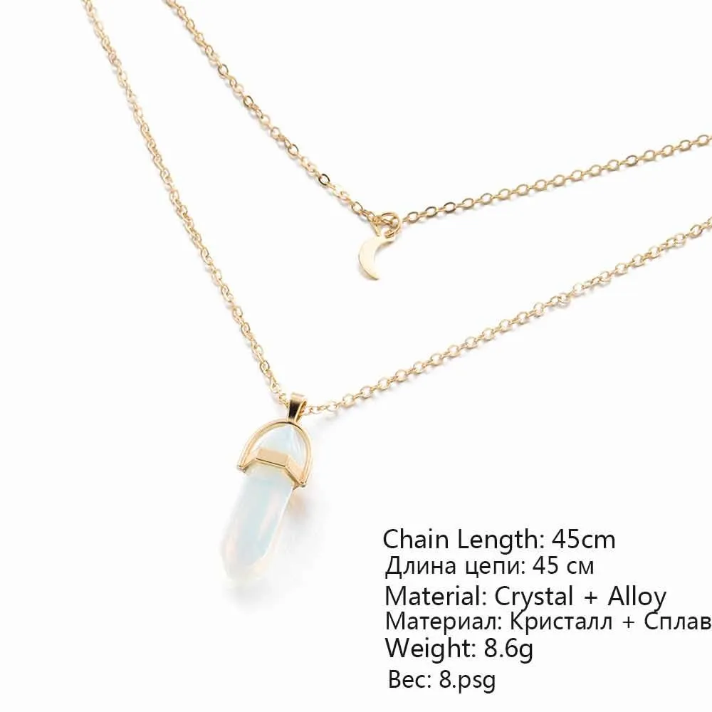 Crystal Moon Gold Layered Necklace