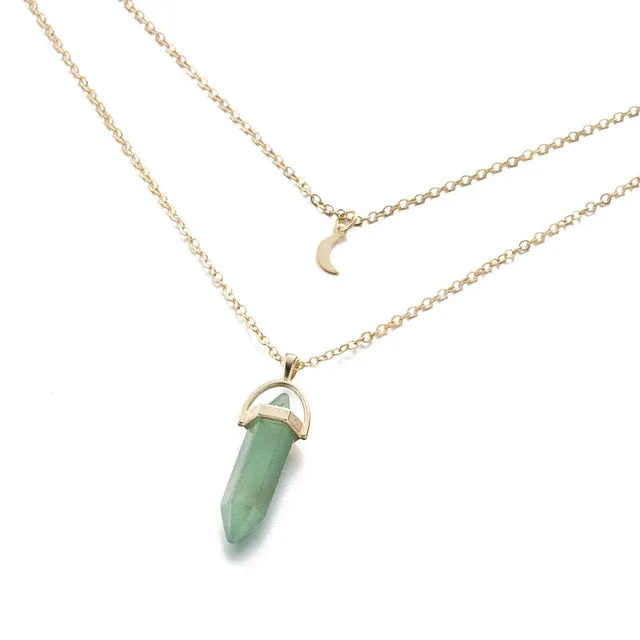 Crystal Moon Gold Layered Necklace