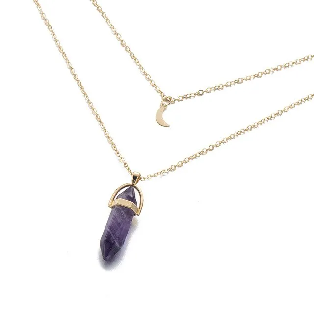 Crystal Moon Gold Layered Necklace