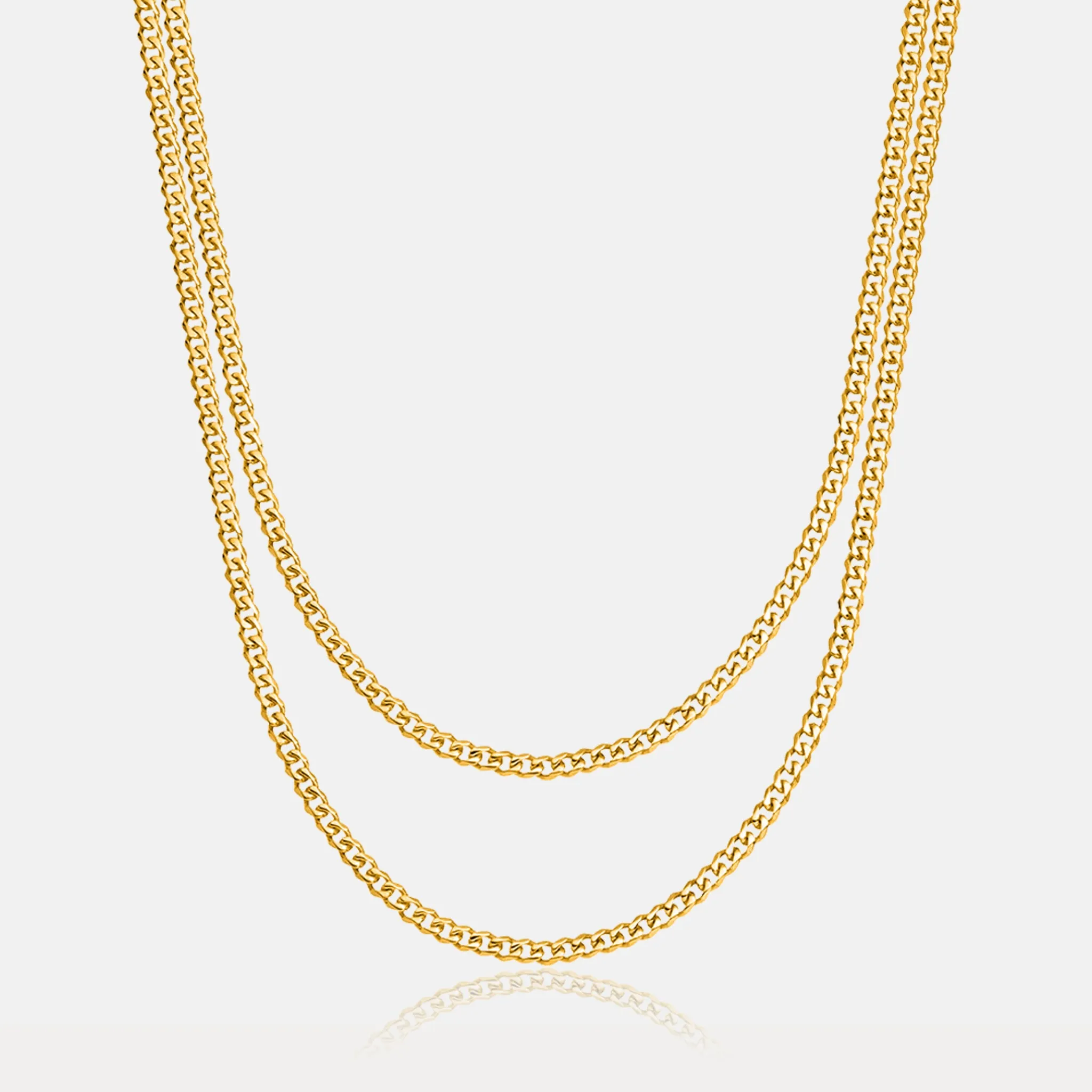Cuban Link Chain Stack (3mm) - Gold