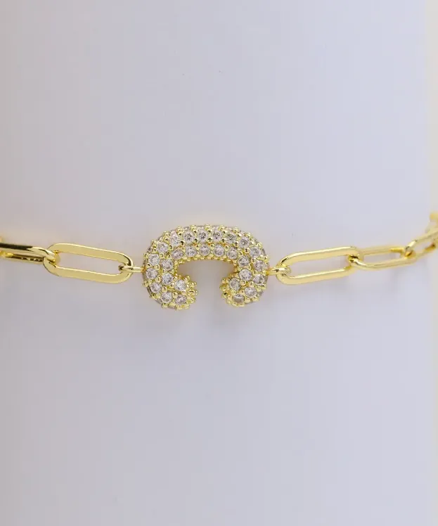 CZ Initial Bubble Balloon Bracelet - Gold Filled