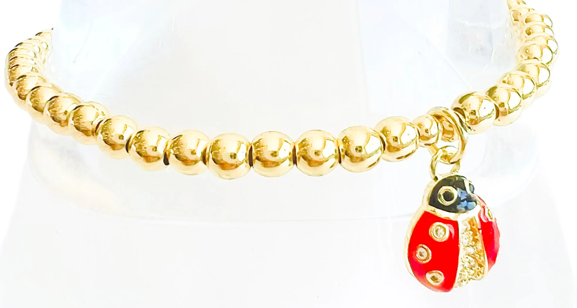 CZ Micropave Ladybug Stretch Bracelet