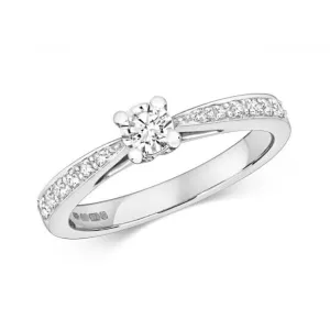 Diamond Jewellery 9ct Solitaire Set Shoulders White Gold Rings RD623W