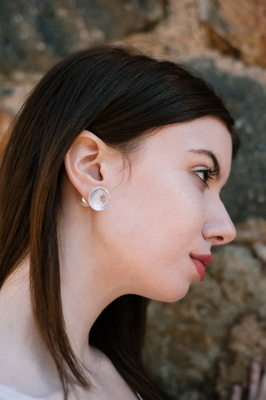 Diamonds & Pearls Double Stud Faux Pearl Earrings