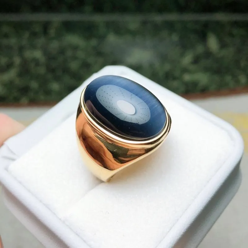 Domineering Luxury Oversized Opal Oval Smooth Ring for Men