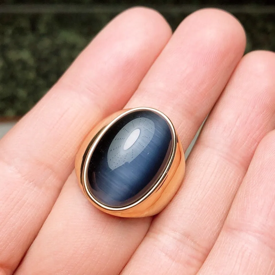 Domineering Luxury Oversized Opal Oval Smooth Ring for Men