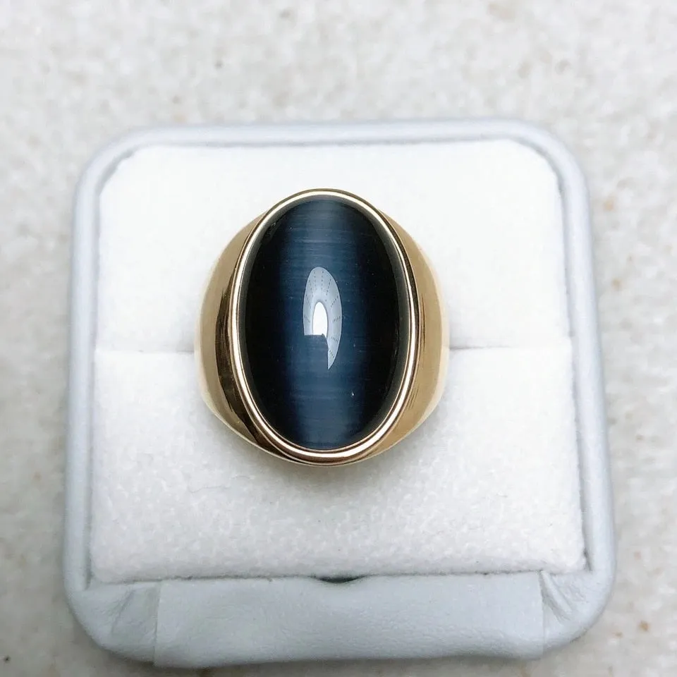 Domineering Luxury Oversized Opal Oval Smooth Ring for Men